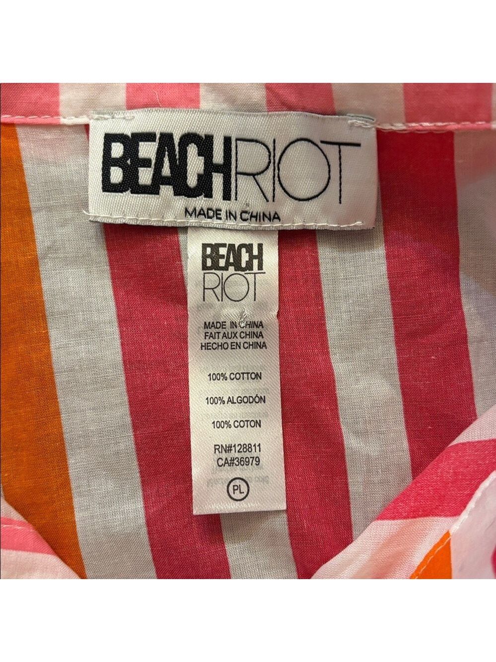 Beach Riot Alexa Top Sunset Stripes Cotton Coverup Pink Orange Size Petite Large - Picture 5 of 6